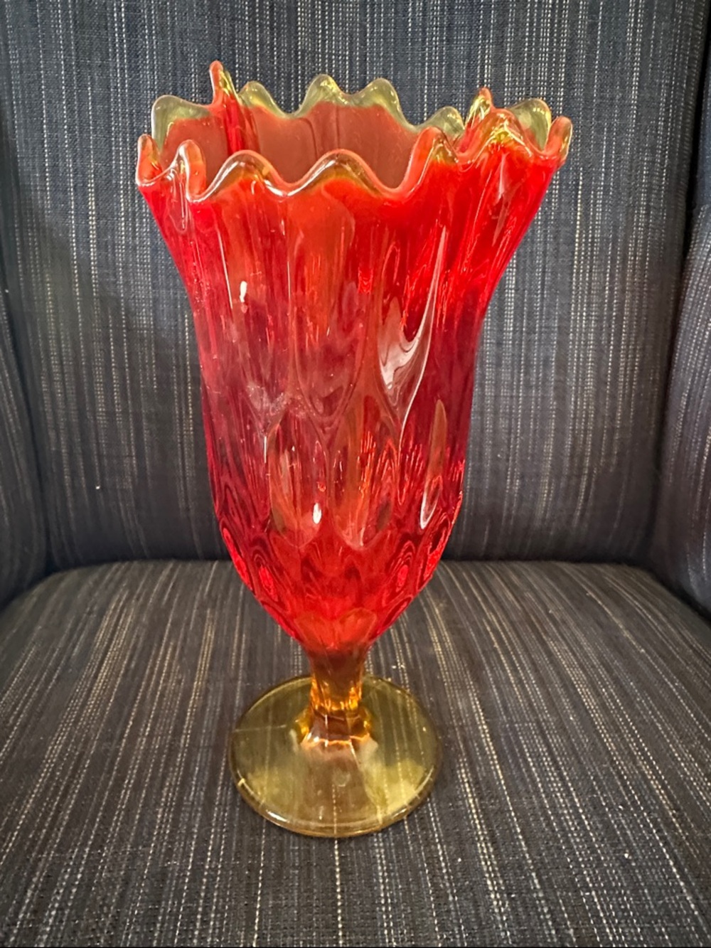 Handblown Red Amberine Glass Vase